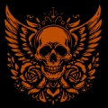 Skull with Wings and Roses