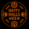 Happy Halloween Pumpkins and Skulls