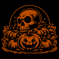 Skull in Pumpkin Patch