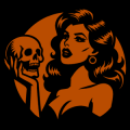 Retro Woman with Skull 01