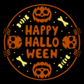 Happy Halloween Pumpkins and Skulls 02