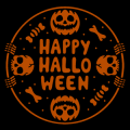 Happy Halloween Pumpkins and Skulls 01