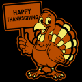 Turkey Holding Thanksgiving Sign