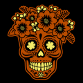 Sugar Skull with Flowers 02