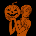 Retro Woman with Pumpkin