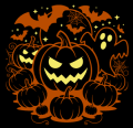Pumpkins Bats and Ghost 02