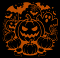 Pumpkins Bats and Ghost 01
