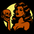Retro Woman with Skull 02