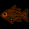 Pretty Floral Skeleton Fish
