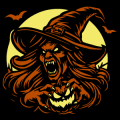 Scary Witch with Pumpkin