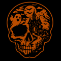 Skull with Halloween Scene 01