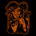 Scary Witch Holding Pumpkin